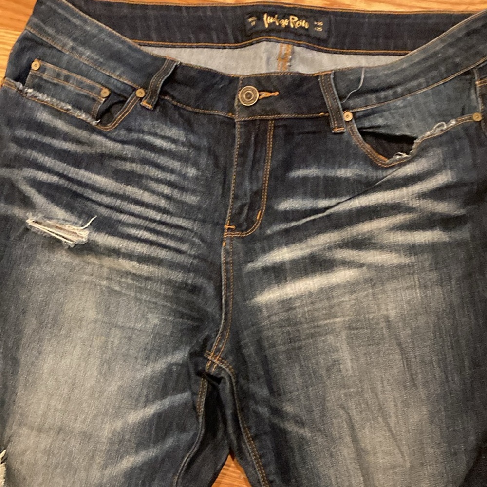Indigo rain jeans with distress - Picture 3 of 7